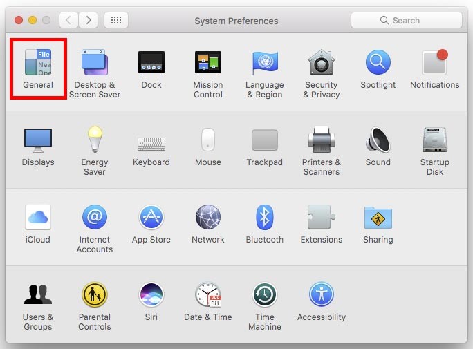 Inside a Mac's general preferences