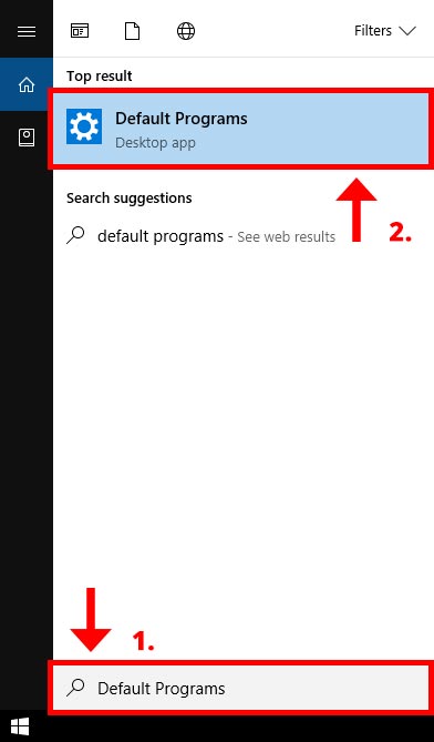 User searching for default programs